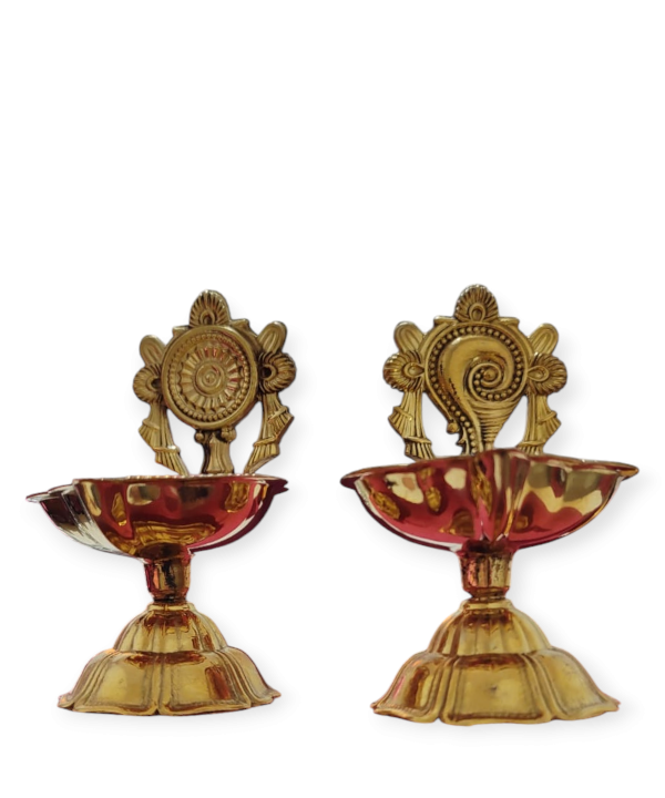 Brass Designer Diya Pair with Velvet Gift Box | Traditional Pooja Oil Lamp for Home Temple