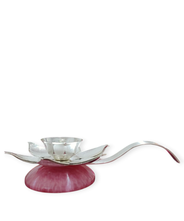 Elegant Lotus Shaped Pooja Diya – Silver Finish