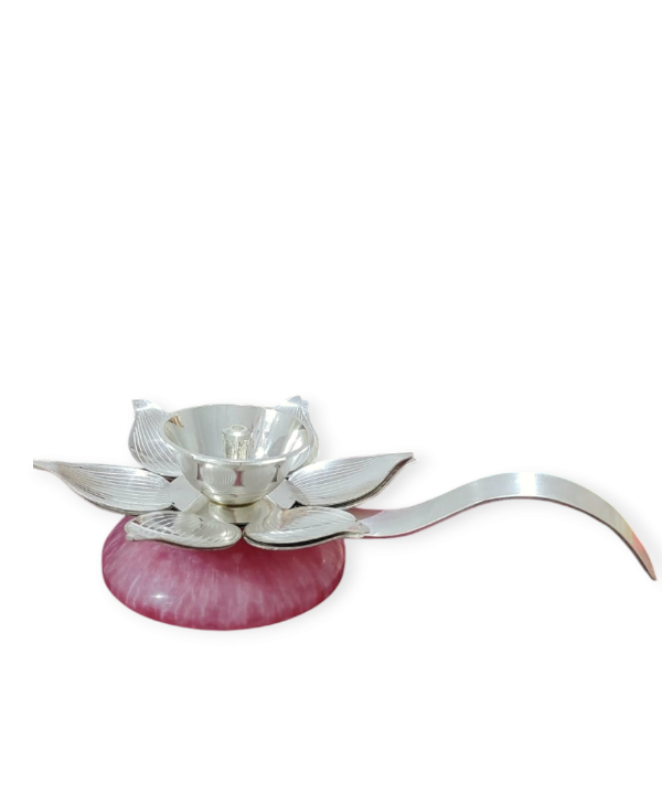 Elegant Lotus Shaped Pooja Diya – Silver Finish