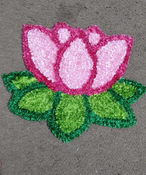 1 Feet Handmade Lotus Shaped Decorative Mat, Pooja Aasan, Rangoli Mat for Festivals & Home Décor