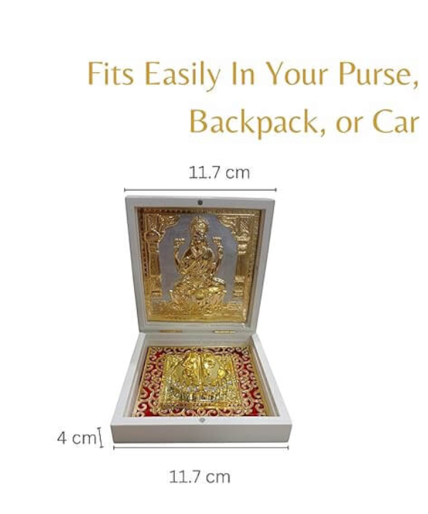 Lakshmi Ji Charan Paduka in Decorative Box, Charan Paduka with Lakshmi Idol for Pooja & Gifting