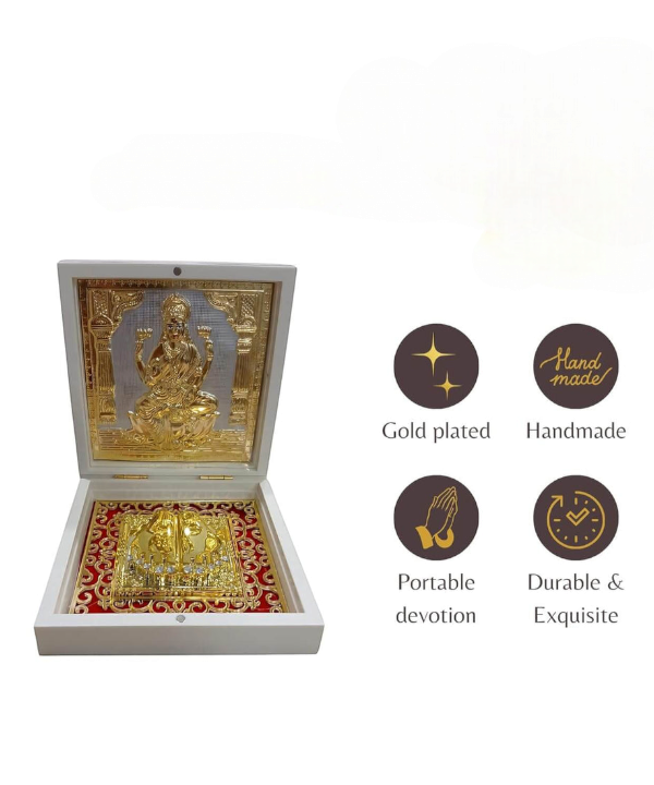 Lakshmi Ji Charan Paduka in Decorative Box, Charan Paduka with Lakshmi Idol for Pooja & Gifting