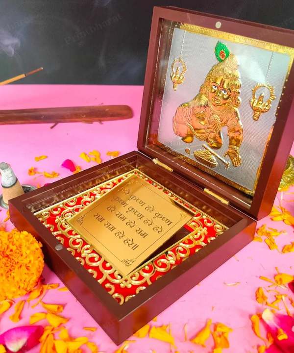 Balkrishna Ji Decorative Box with Mantra | Krishna Idol Box for Pooja & Gifting