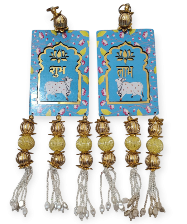 Shubh Labh Hanging Door/Wall Decor with Cow Design