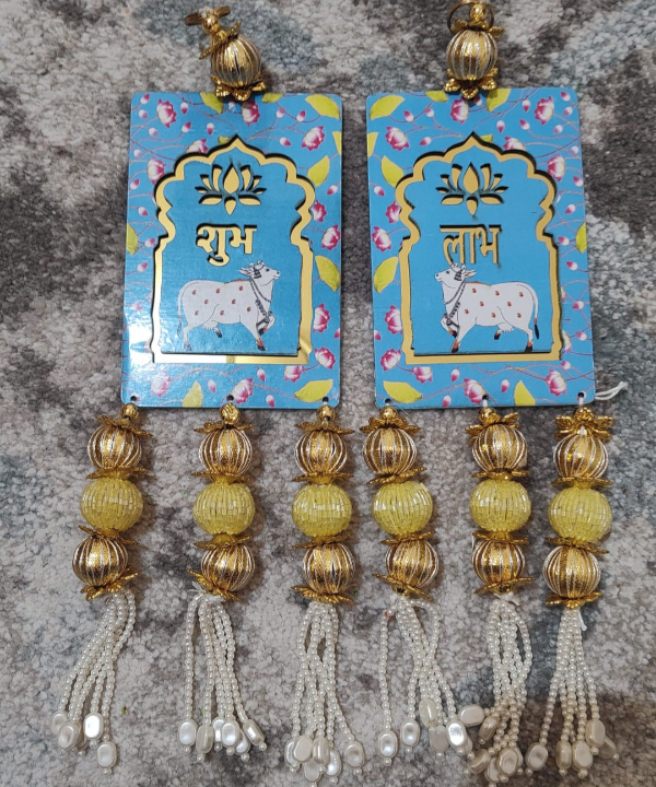 Shubh Labh Hanging Door/Wall Decor with Cow Design