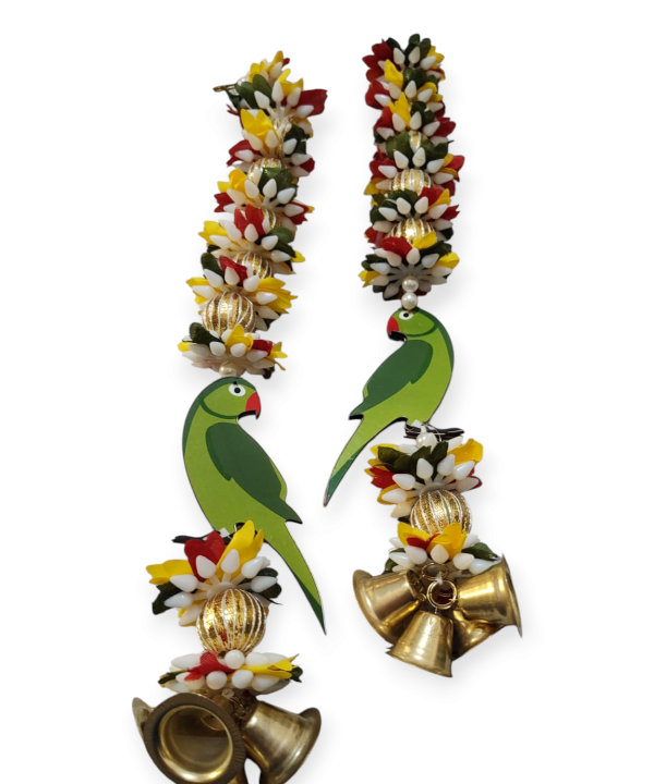 Decorative Parrot Hanging Toran with Flowers & Bells