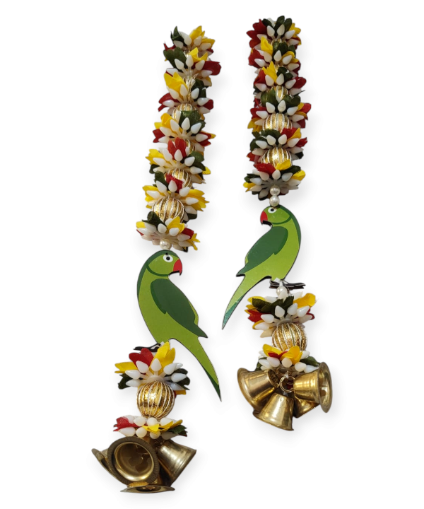 Decorative Parrot Hanging Toran with Flowers & Bells
