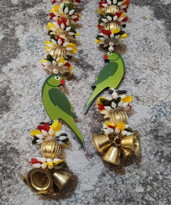 Decorative Parrot Hanging Toran with Flowers & Bells