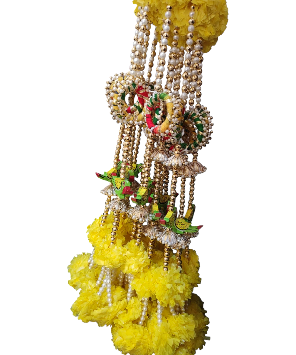 1 Pair Yellow Artificial Flower Latkan Pair with Parrot Design