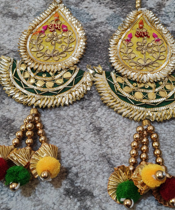 Shubh Labh Traditional Decorative Hanging Pair – Ethnic Beaded Wall Hanging for Door & Pooja Room (Set Of 2)