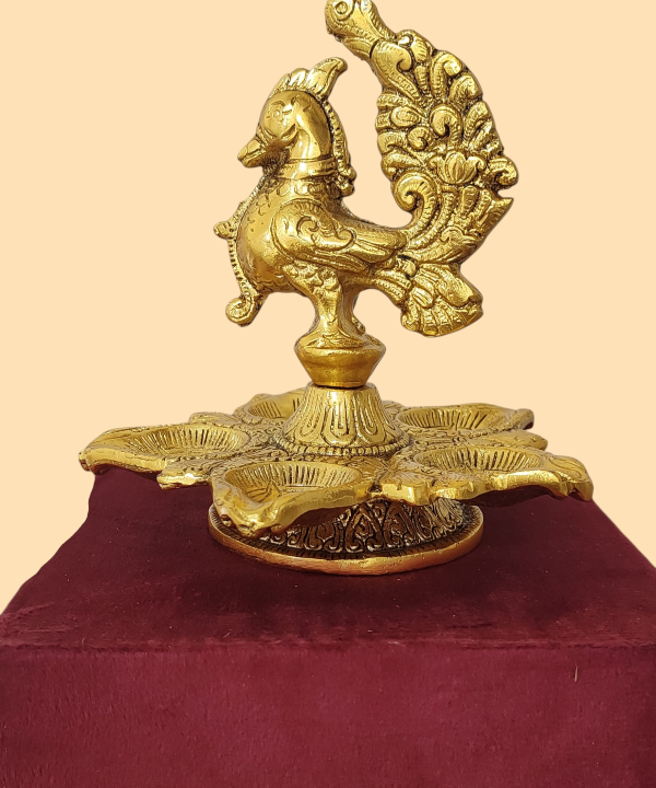 Peacock Diya Oil Lamp with Velvet Gift Box