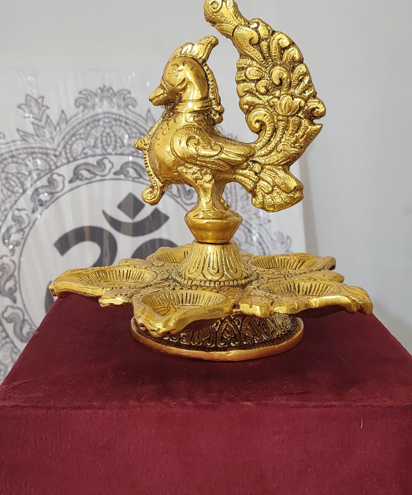 Peacock Diya Oil Lamp with Velvet Gift Box