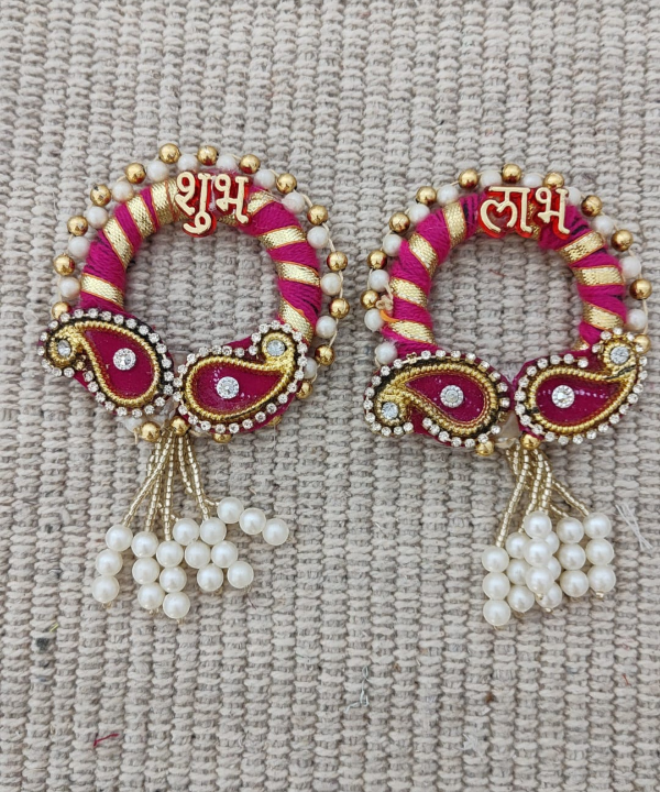 Shubh Labh Multicolor Decorative Door Hanging, Traditional Toran Wall Hanging for Home,Set of 2