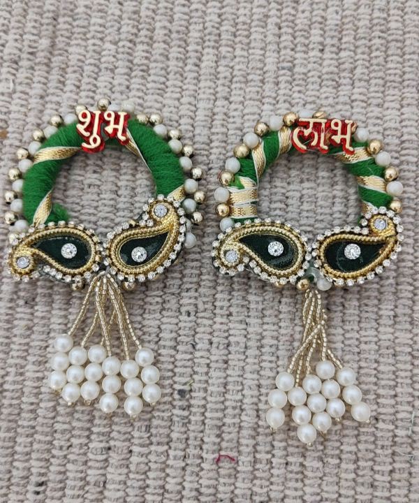 Shubh Labh Multicolor Decorative Door Hanging, Traditional Toran Wall Hanging for Home,Set of 2