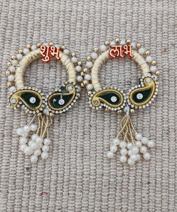 Shubh Labh Multicolor Decorative Door Hanging, Traditional Toran Wall Hanging for Home,Set of 2