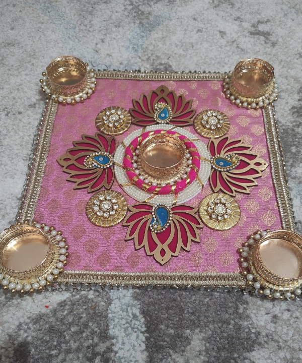 Lotus Design Tea Light Holder with Pearl work