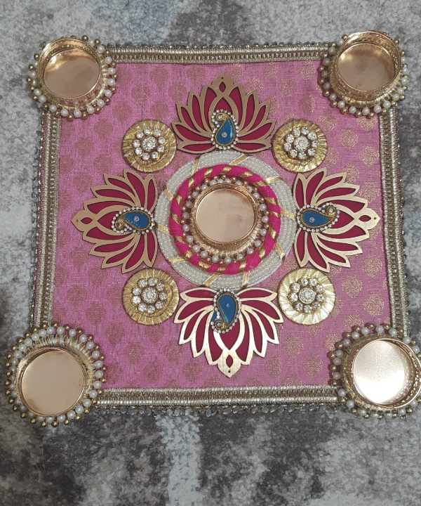 Lotus Design Tea Light Holder with Pearl work