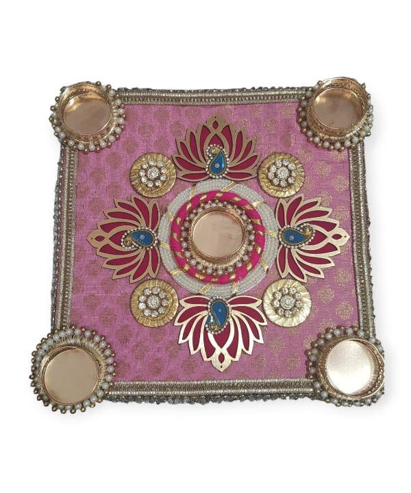 Lotus Design Tea Light Holder with Pearl work