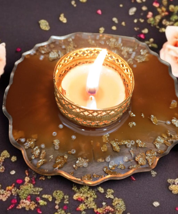 Golden Glow Acrylic Tealight Holder