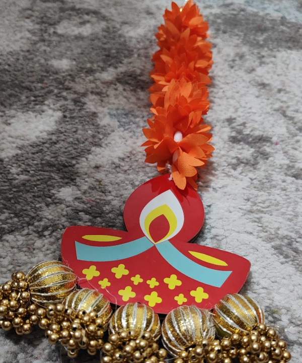 Diya Hanging Toran – Festive Wall & Door Decoration with Flowers & Bells