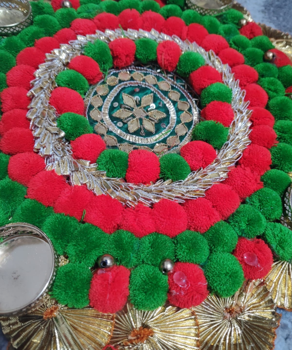 1pc Round PomPom Rangoli Tea Light Candle Holder