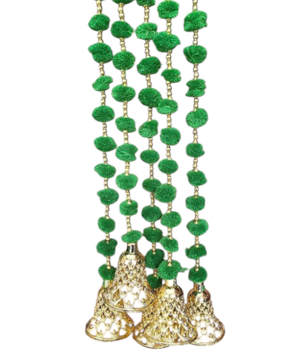 5 Pc Colorful Pom-Pom Latkan Toran with Golden Bells