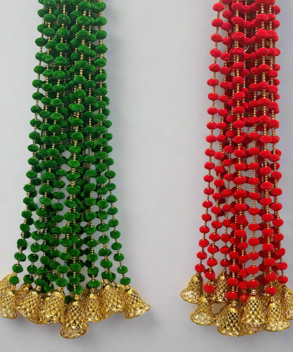 5 Pc Colorful Pom-Pom Latkan Toran with Golden Bells