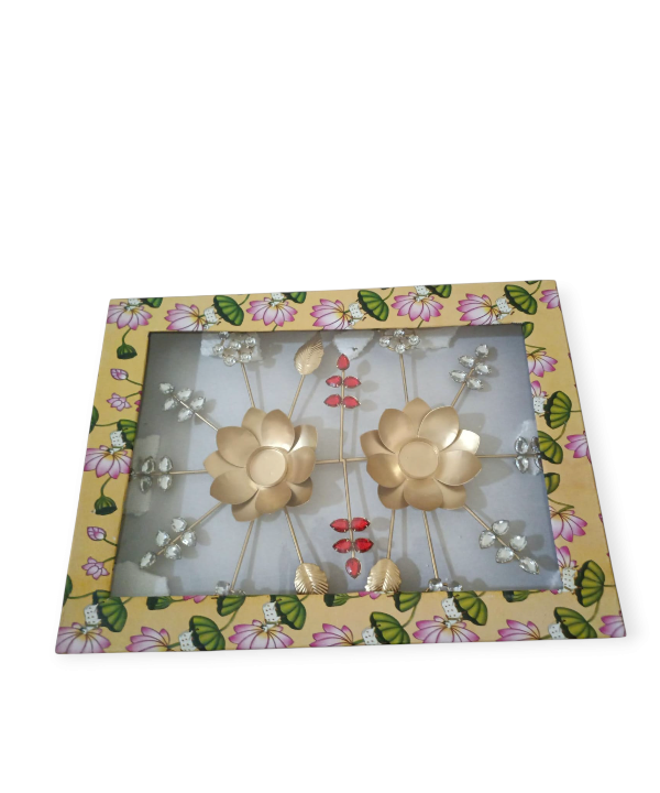 Lotus Metal Tealight Holder with Crystal Floral Design