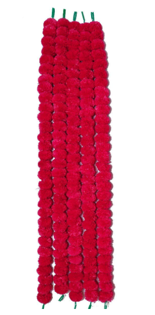 Red Marigold Flower Decoration String(Set of 5 pc)