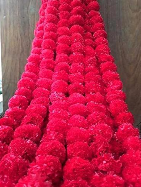 Red Marigold Flower Decoration String(Set of 5 pc)