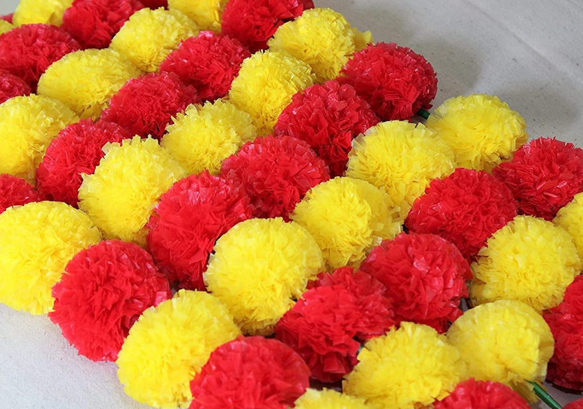 Yellow & Red Marigold Flower Decoration String(Set of 5 pc)