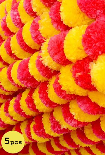 Yellow & Red Marigold Flower Decoration String(Set of 5 pc)