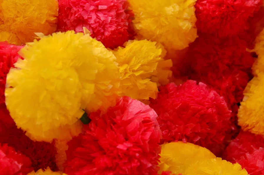 Yellow & Red Marigold Flower Decoration String(Set of 5 pc)