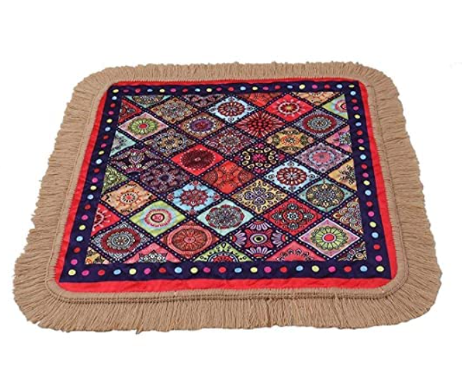 Multicolour Prayer Mat/Aasan/Pooja Mat/Meditation Mat/Multipurpose Rug Mat 27 X 27 (in inch)