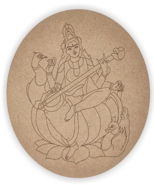 MDF Pre Marked Round Sarswati Mata
