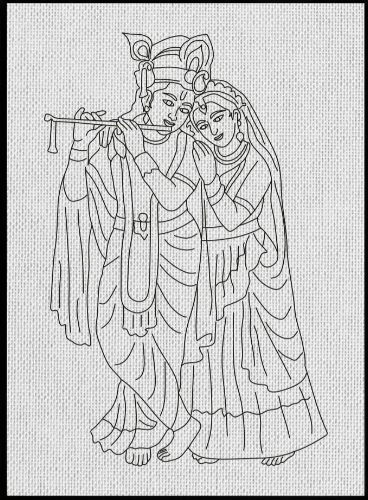 Radha Krishna DIY Canvas Base for Painting