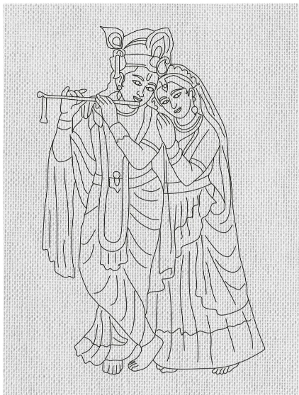 Radha Krishna DIY Canvas Base for Painting