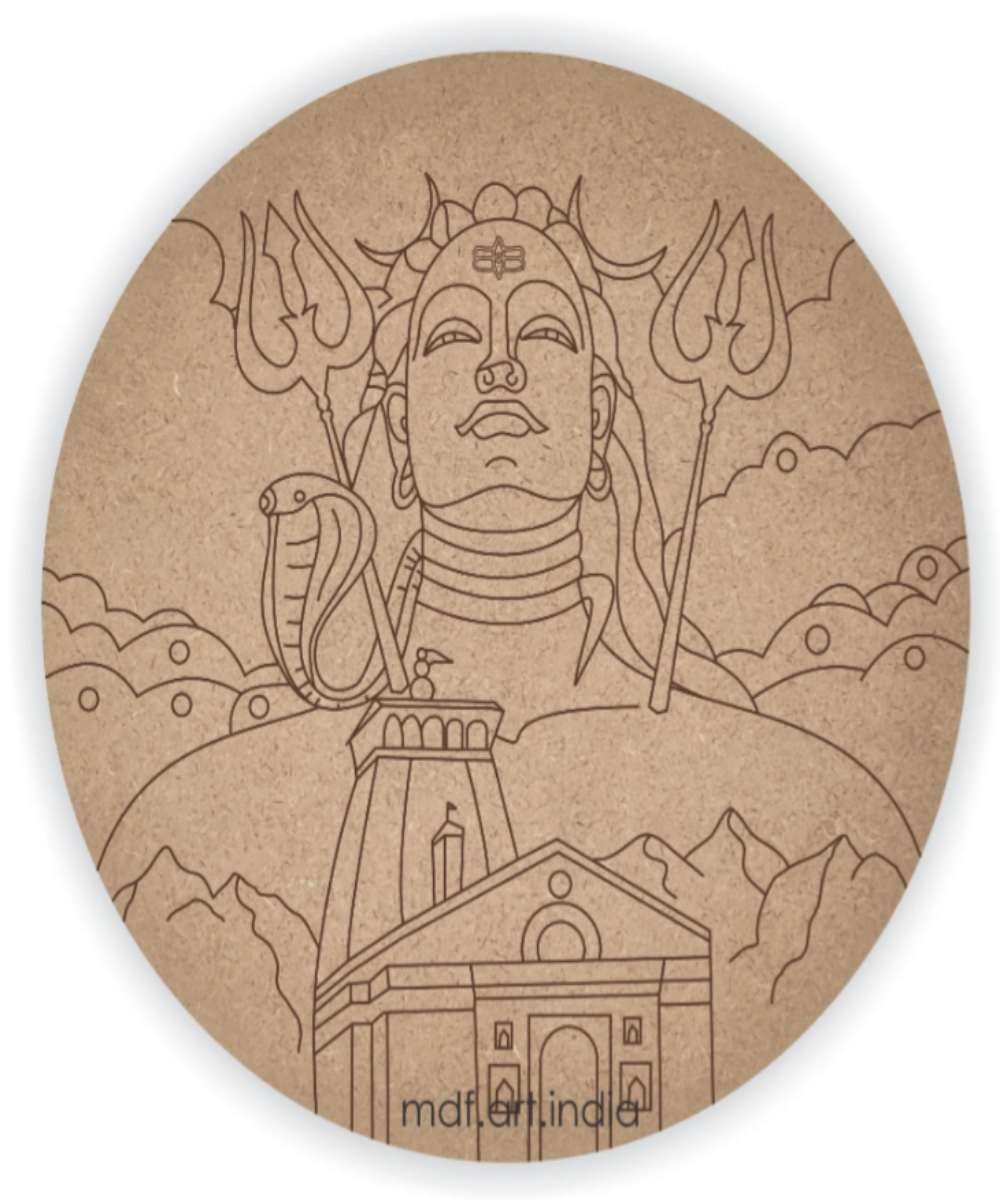 MDF Pre Marked Round Lord Shiva