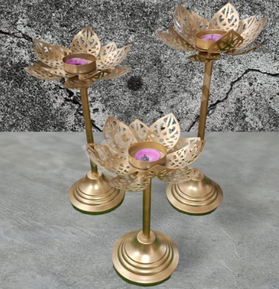 Lotus Tealight Candle Stand (set of 3pc)