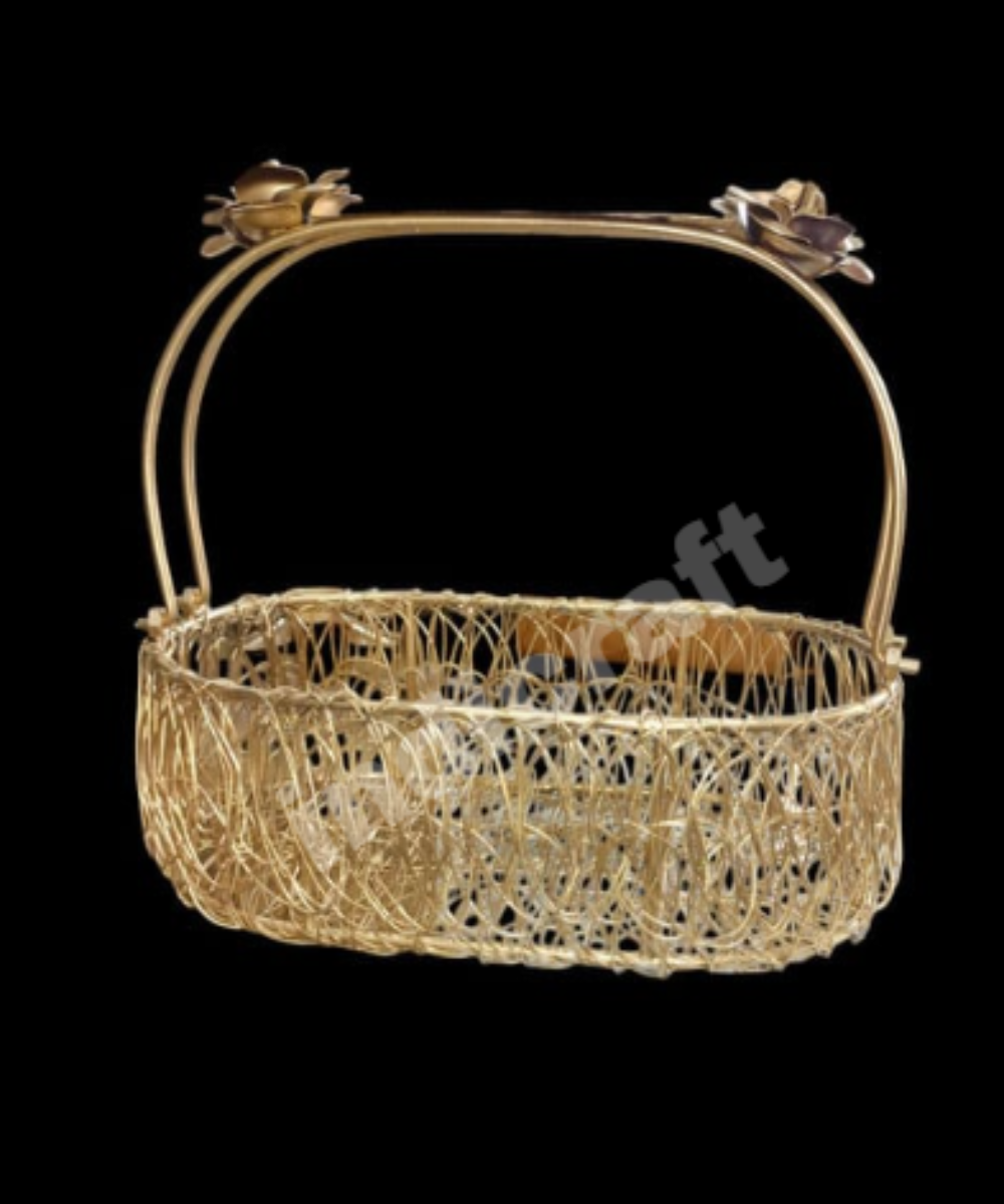 Metal Mesh Oval Shape Gift Basket