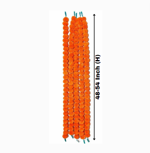 Light Orange Marigold Flower Decoration String (Set Of 5 Pc)