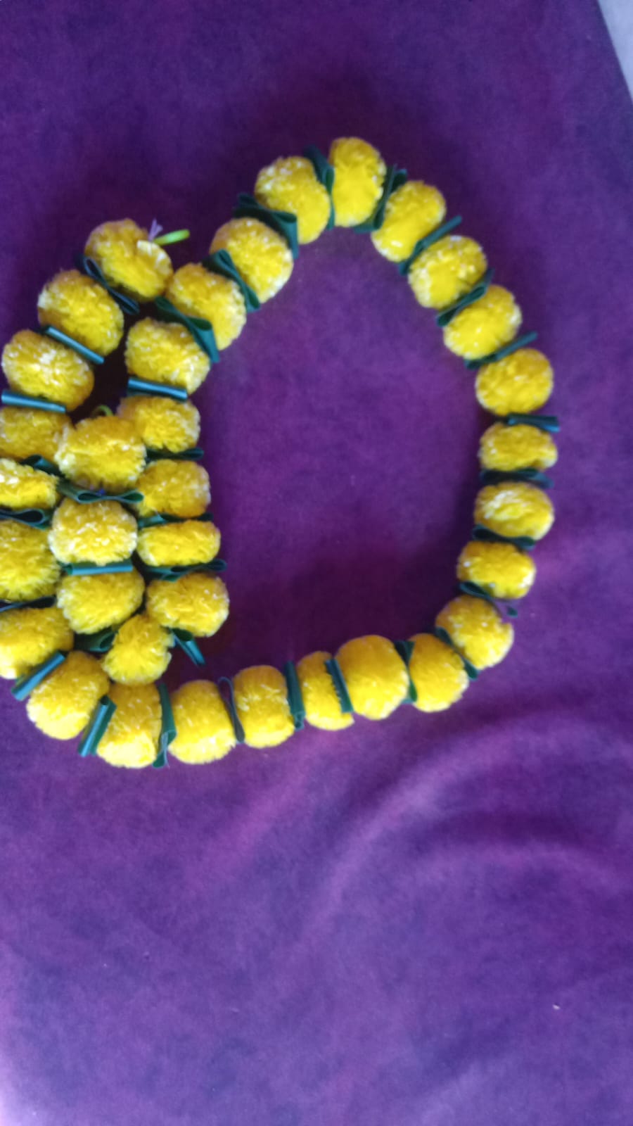 Yellow and Mango Leaf Marigold Flower string(set of 5 pc)