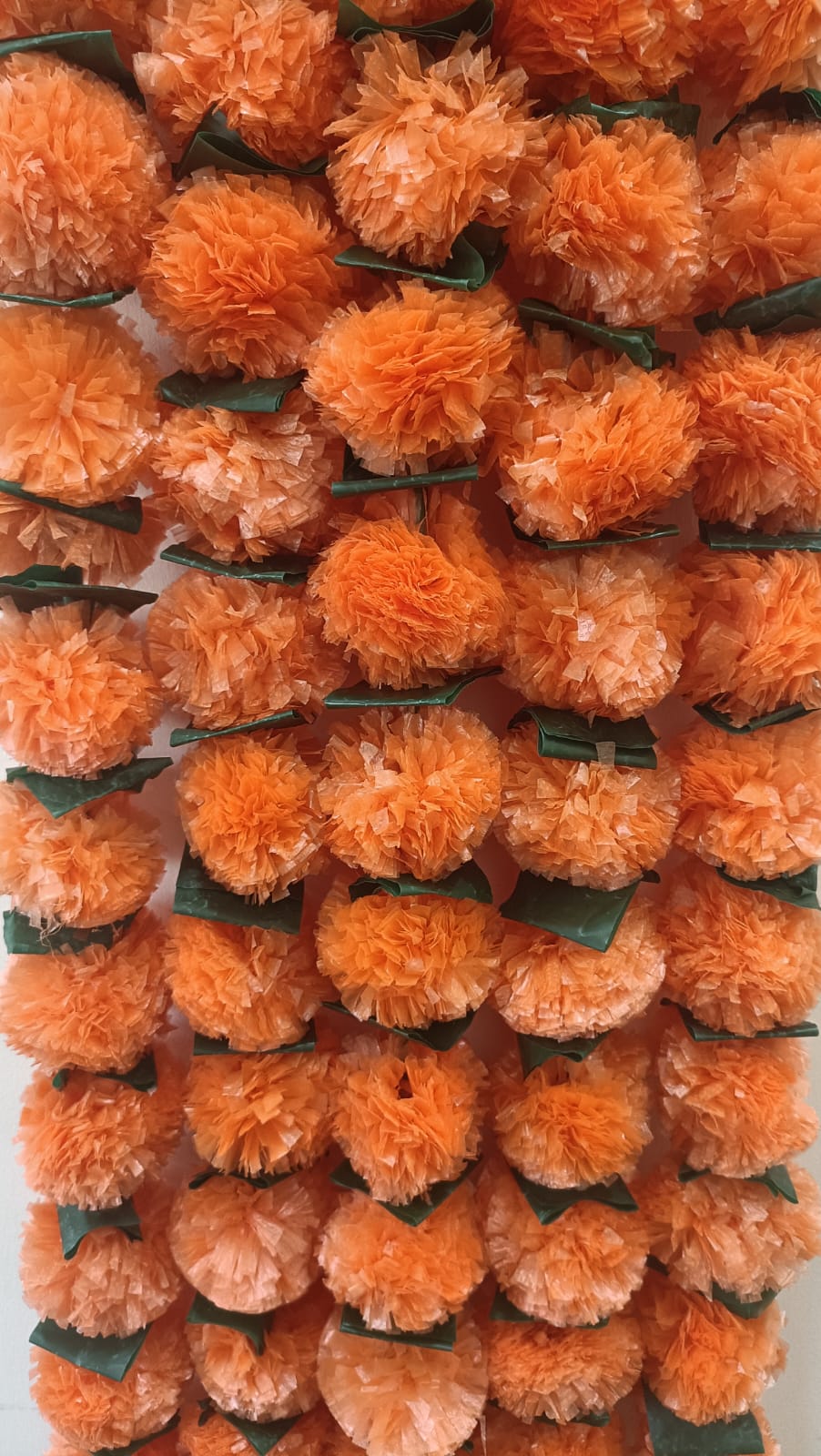 Dark Orange with Mango Leaf Marigold Flower Decoration String(Set of 5 pc)
