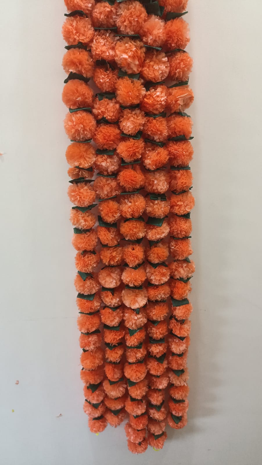 Dark Orange with Mango Leaf Marigold Flower Decoration String(Set of 5 pc)
