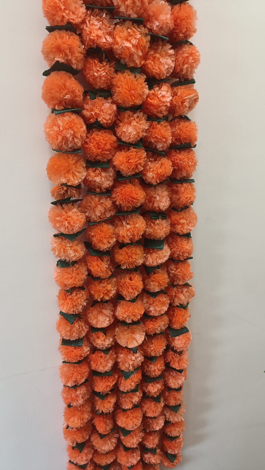 Dark Orange with Mango Leaf Marigold Flower Decoration String(Set of 5 pc)