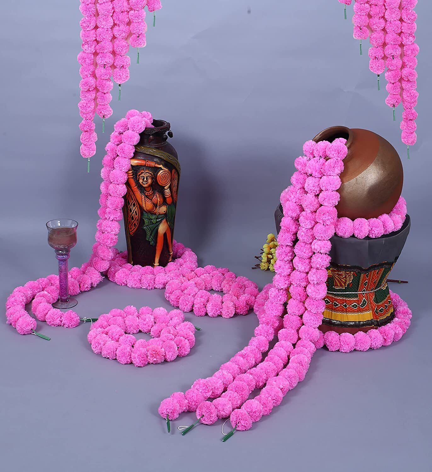 Pink Marigold Flower Decoration String (Set Of 5 Pc)