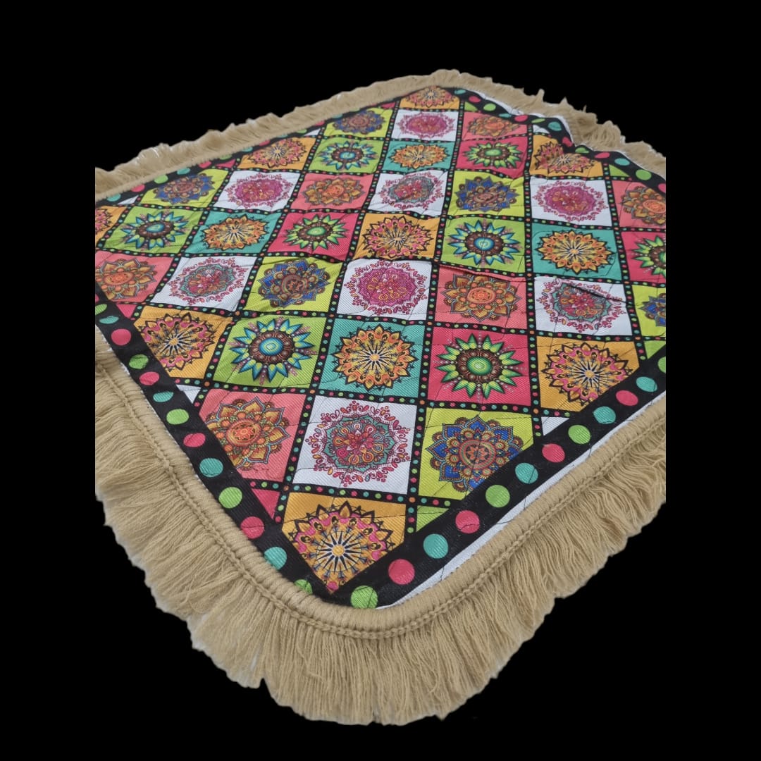 Multicolour Prayer Mat/Aasan/Pooja Mat/Meditation Mat/Multipurpose Rug Mat 27 X 27 (in inch)