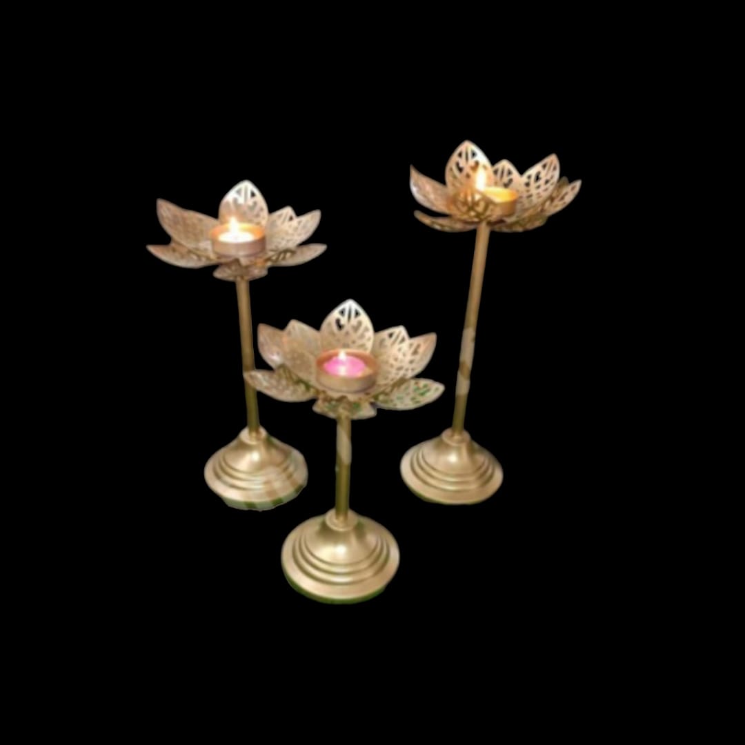Lotus Tealight Candle Stand (set of 3pc)