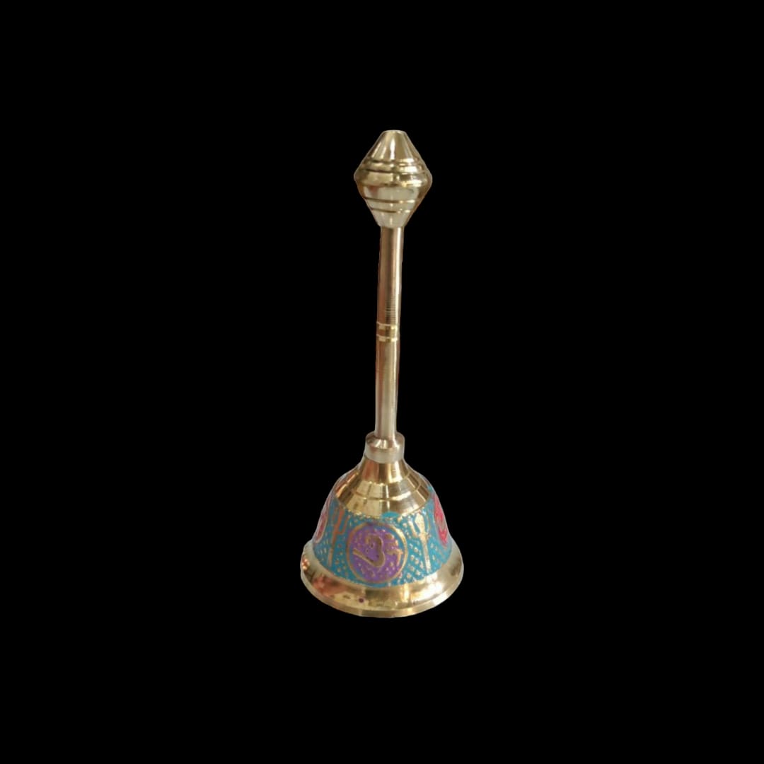 Brass Meenakari Pooja Handheld Bell(Small)