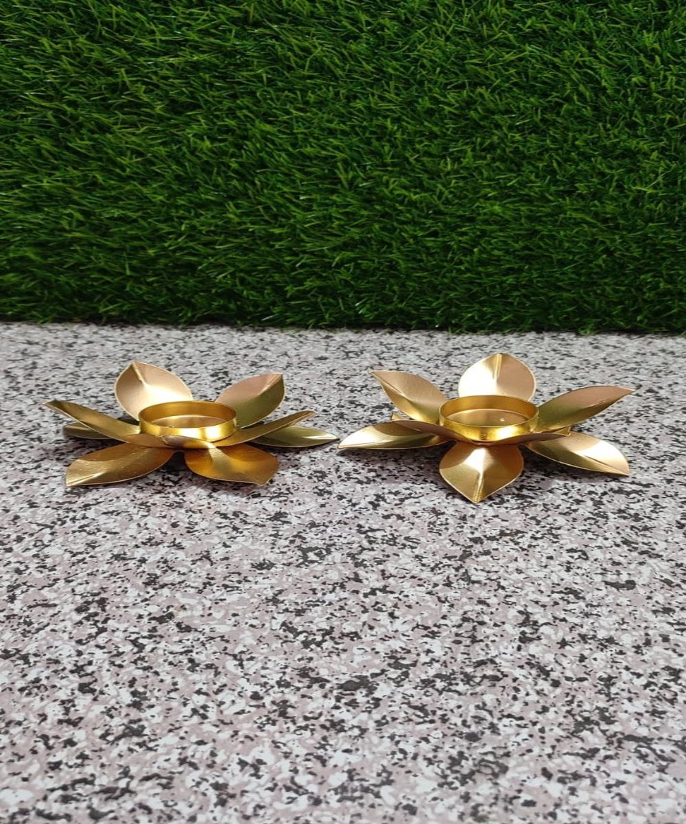 1 Pc Lotus Golden Tea Light Candle Holder